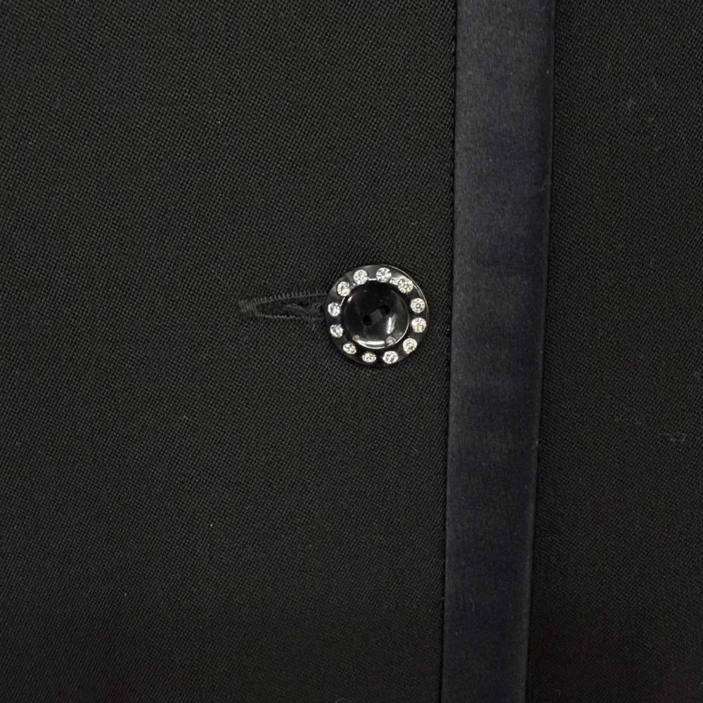 Guy‎ Laroche Boutique Paris Vintage Wool Coat Black Rhinestone Button Size 8 38